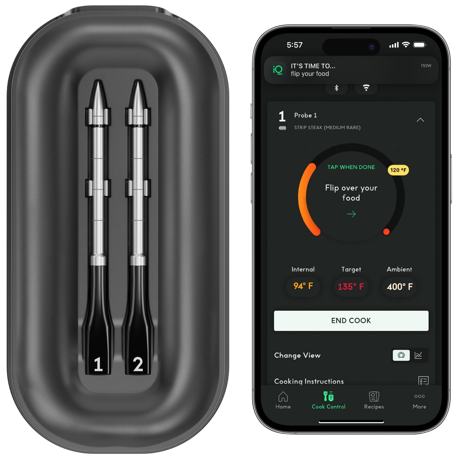  Customer reviews: Chef iQ Smart Thermometer Add-on Probe No. 2  - Bluetooth/WiFi Enabled, Allows Monitoring of Two Foods at Once, for  Grill, Oven, Smoker, Air Fryer, Stove, Must Be Used with