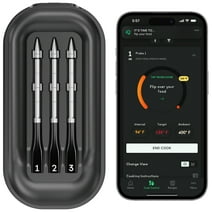 Chef iQ Smart Wireless Meat Thermometer, Unlimited Range, Bluetooth & Wifi, - 3 Probe Set with Smart Hub