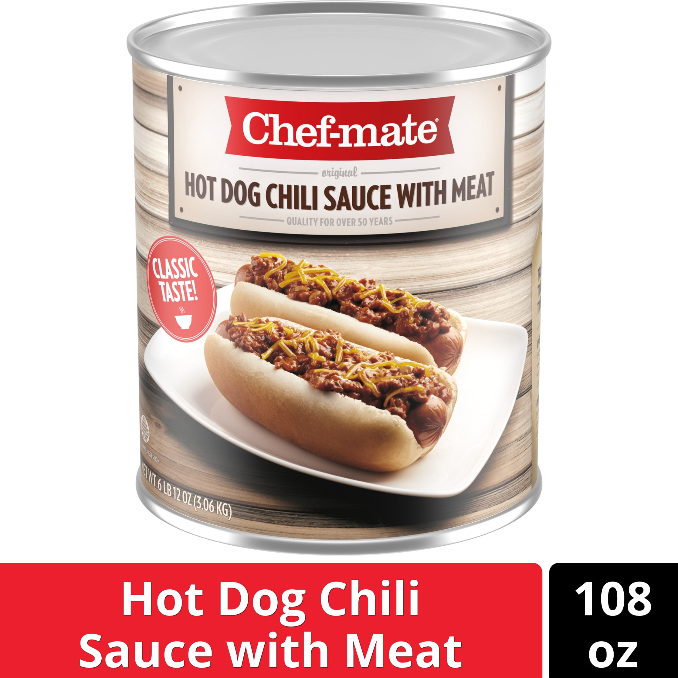 Chef-mate Hot Dog Chili Sauce with Meat, 108 Oz Can