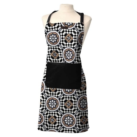Chef's Artistic Cotton Cooking Apron - 32x26 Inch - Intricate Mosaic Pattern for Elegant Kitchens