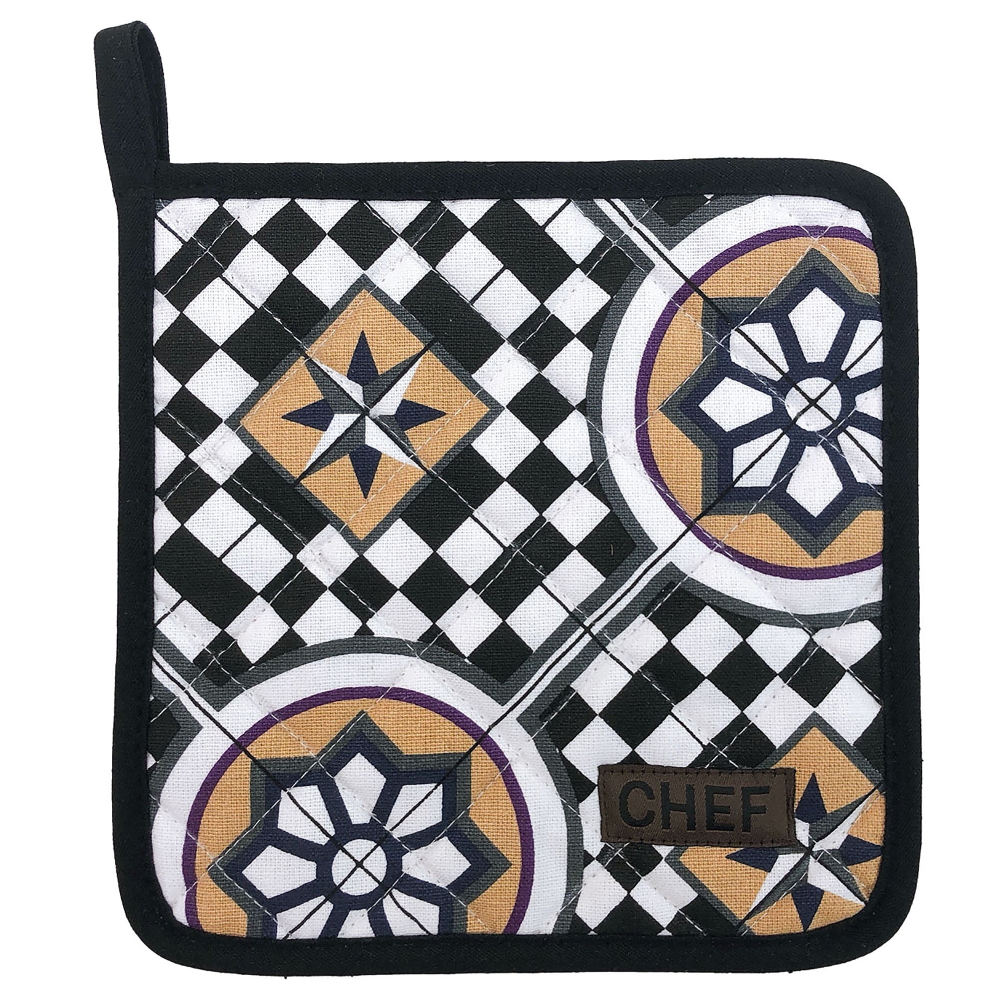 Marrakesh Black and White Cotton Geometric Pot Holder