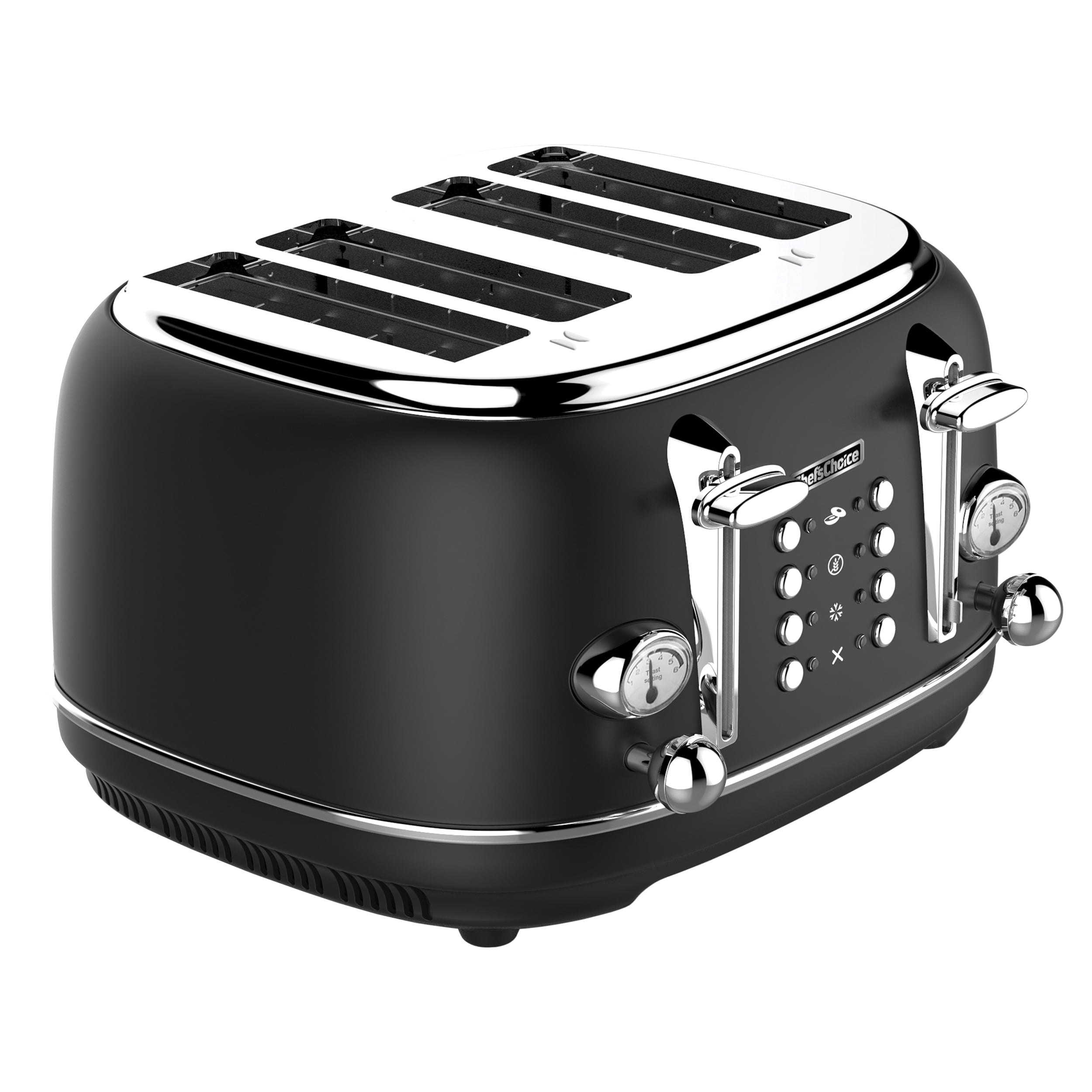 The Chef'sChoice Gourmezza 2 Slice Toaster steps up your style in the  kitchen with a matte black finished body and chrome accents. The premium  stainless steel of this toaster not only delivers