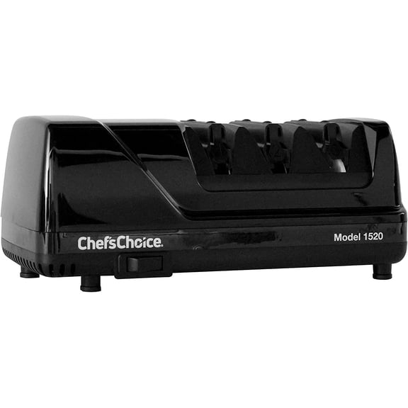 Chefs Choice Professional Electric Knife Sharpeners AngleSelect for 15- and 20-Degree Straight-Edge Serrated Knives with Diamond Abrasives & Precision Angle Control, 2-Stage, Black