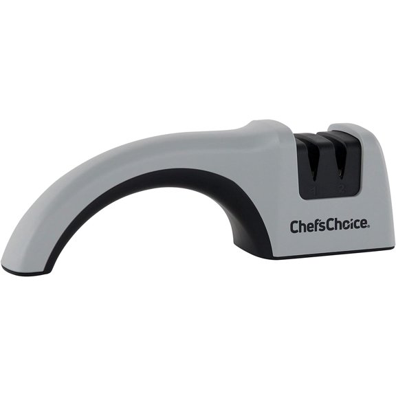 Chefs Choice Professional Manual Knife Sharpeners for 20-Degree Straight-Edge Kitchen Hunting Fillet and Pocket Knives with Diamond Abrasives Precise Angle Control & Compact Footprint, 2-Stage, Gray