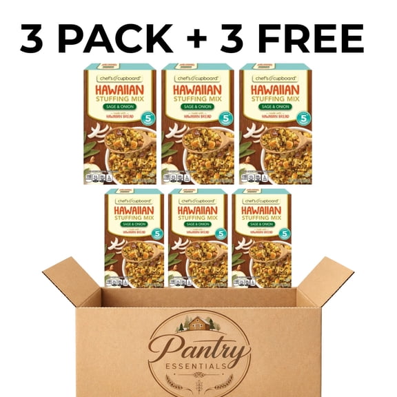 Chef's Cupboard Hawaiian Stuffing Mix Sage and Onion Made with Hawaiian Bread 6 oz, 3 Pack