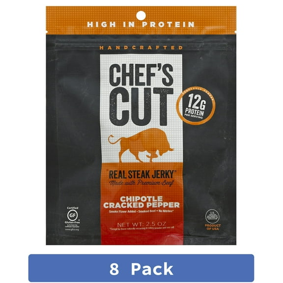 Chef's Cut Chipotle Cracked Pepper Beef Jerky 2.5 oz (Pack Of 8)