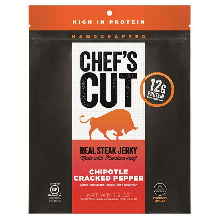 Real Steak Jerky, Chipolte Cracked Pepper, 2.5 oz Bag Real Steak Jerky, Chipolte Cracked Pepper, 2.5 oz Bag