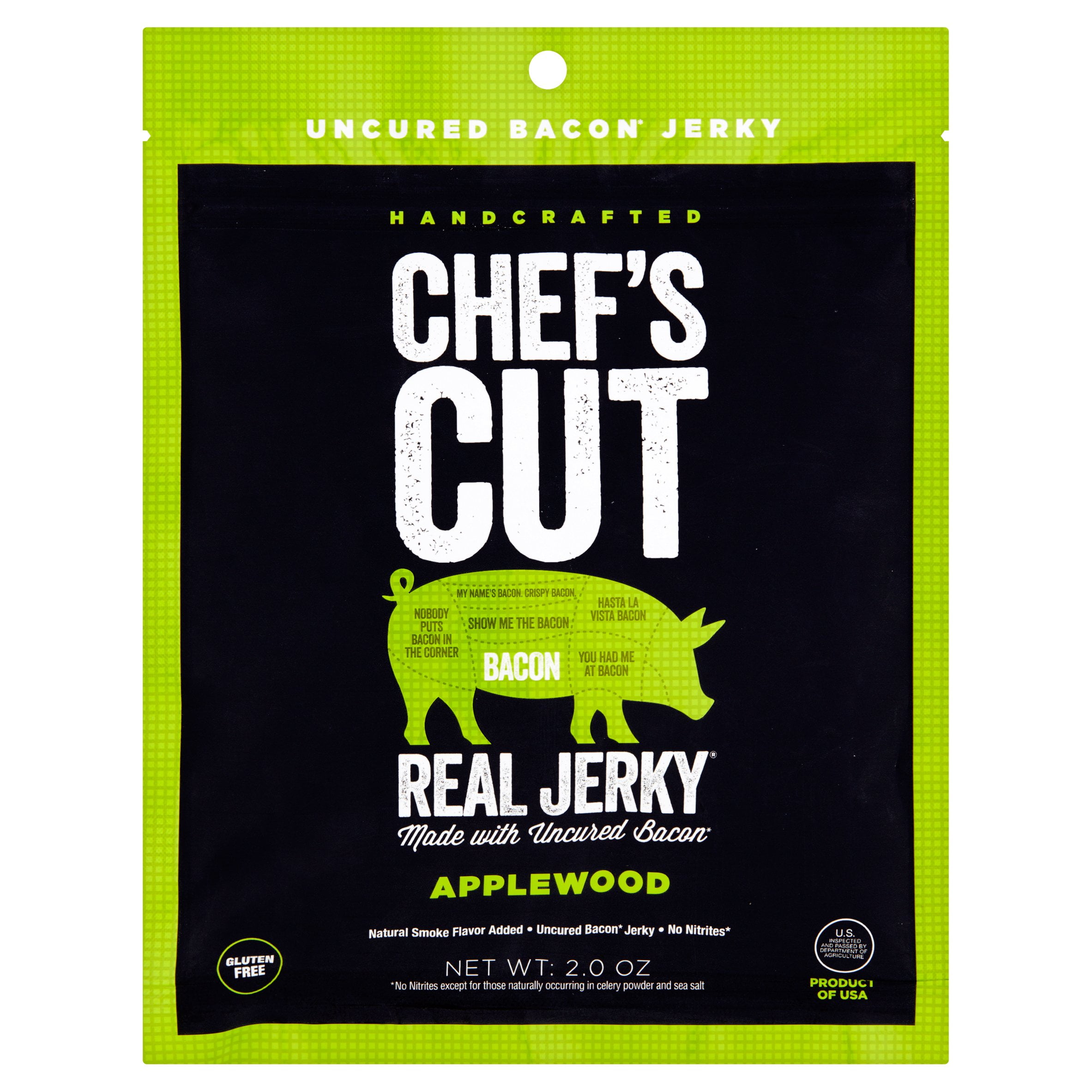 Chef's Cut Real Jerky Applewood Uncured Bacon Jerky, 2.0 oz, 8 pack