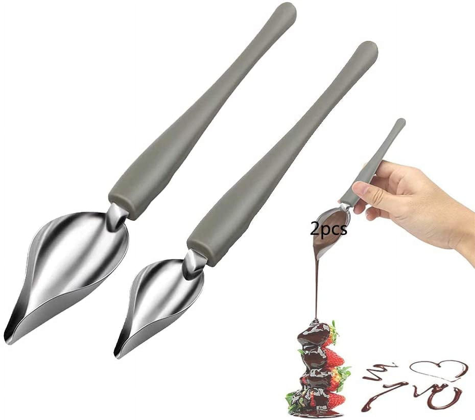 Chef's Edible Canvas, Stainless Steel Tools Sauce Plating Art Pencil Set, Decorating Spoon With Tapered Tip For Precise Decoration, Great For Dessert Sauces Salad Dressings