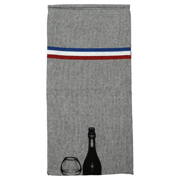 Chef's French Culinary Cotton Kitchen Towel - 28x20 Inch - Wine & Delicacies Design for Gourmet Kitchens