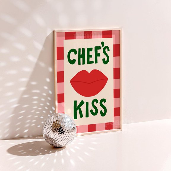 Chef's Kiss Lips Wall Art Retro Kitchen Wall Art