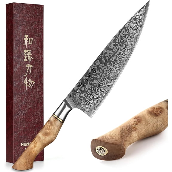 Chef's Knife-Professional-8.3 inch Damascus Steel, Kitchen Knife VG10 Gyuto Knife-Master Series Chef Cooking Tool at Home,Restaurant-Figured Sycamore Wood Handle