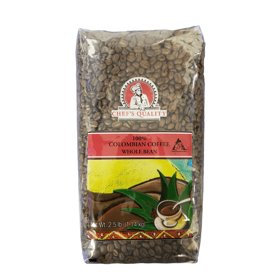 Chef's Quality 100% Colombian Whole Bean Coffee, Premium Arabica Coffee Beans, 2.5 lb Bag