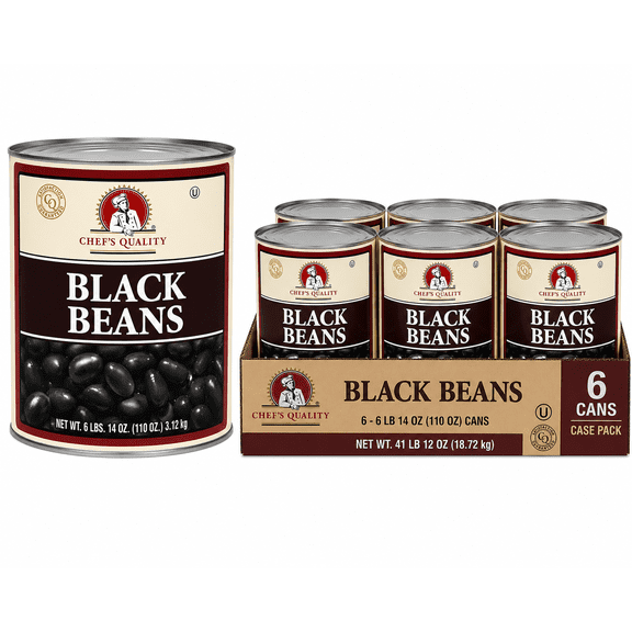 Chef's Quality Black Beans #10 Can 110 oz Case of 6