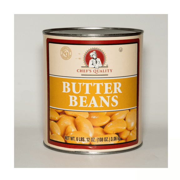 Chefs Quality Butter Beans, 108 oz Bulk Can, Ready to Use