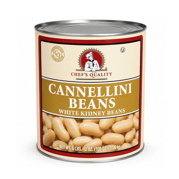 Chef's Quality Cannellini White Kidney Beans, 108 oz Can, #10 Can