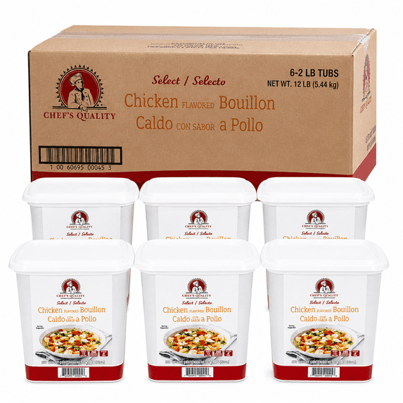 Chef’s Quality Chicken Flavor Soup Base 2 lb Tubs, 6 Pack Concentrated Chicken Bouillon Bulk Base for Broth & Cooking