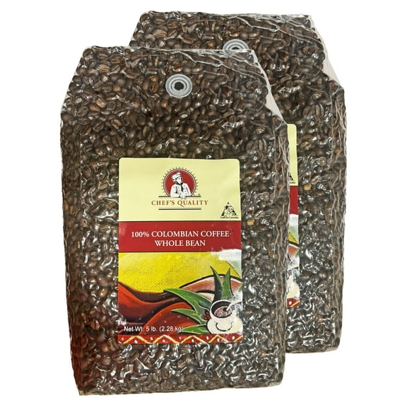 Chef's Quality Colombian Whole Bean Coffee, 10 Pound