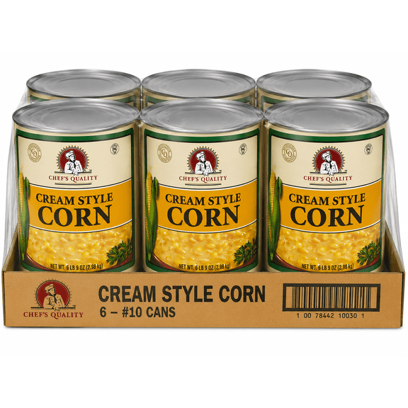 Chef's Quality Cream Style Corn #10 Cans Bulk Creamed Corn 6 Pack