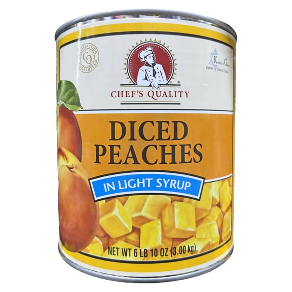Chef's Quality Diced Peaches In Light Syrup | Kosher | 6.63 lb