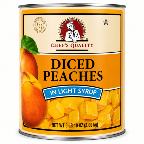 Chef's Quality Diced Peaches in Light Syrup, 6 lb 10 oz Can