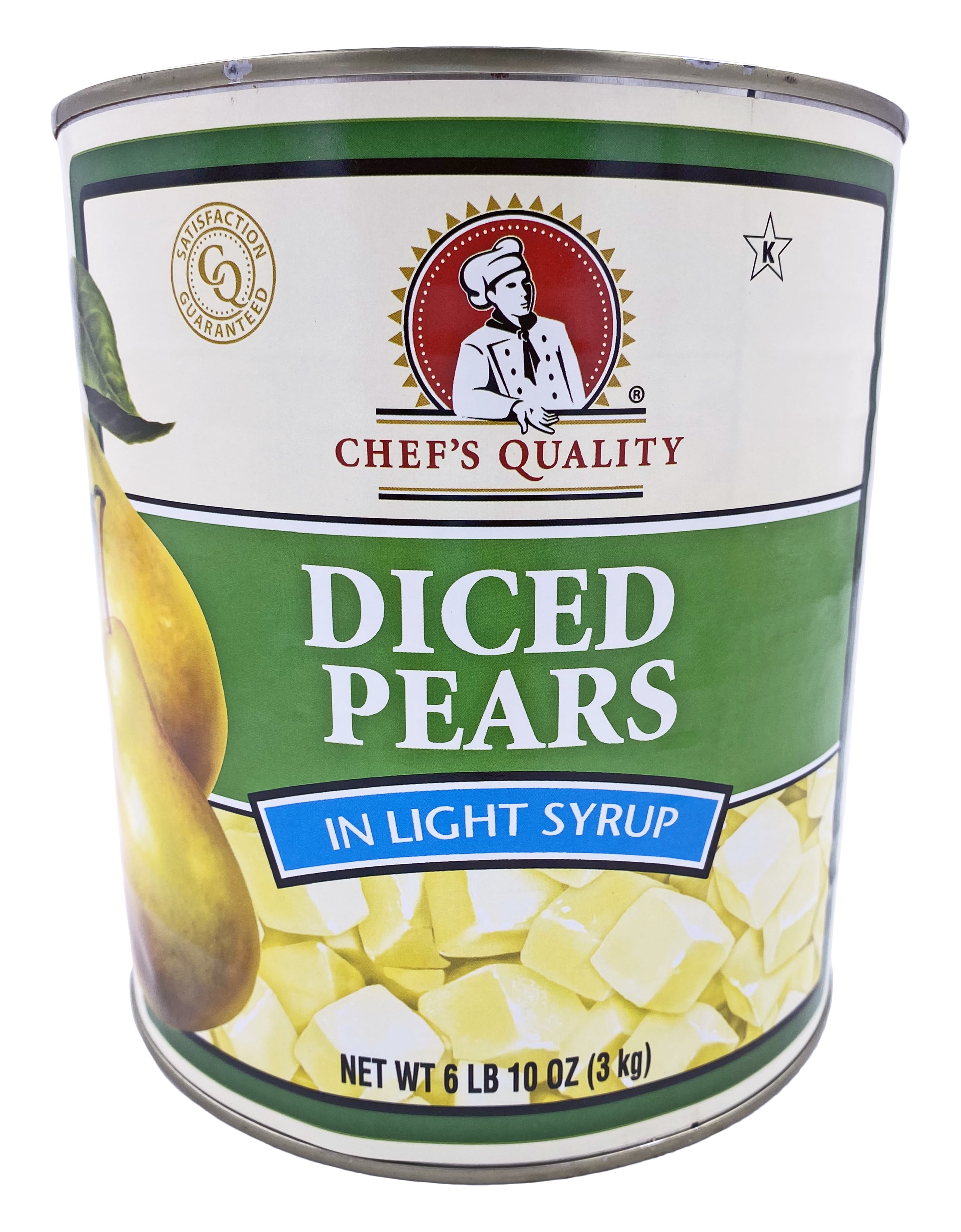 Chef's Quality Diced Pears In Light Syrup | Kosher | 6.62 lbs