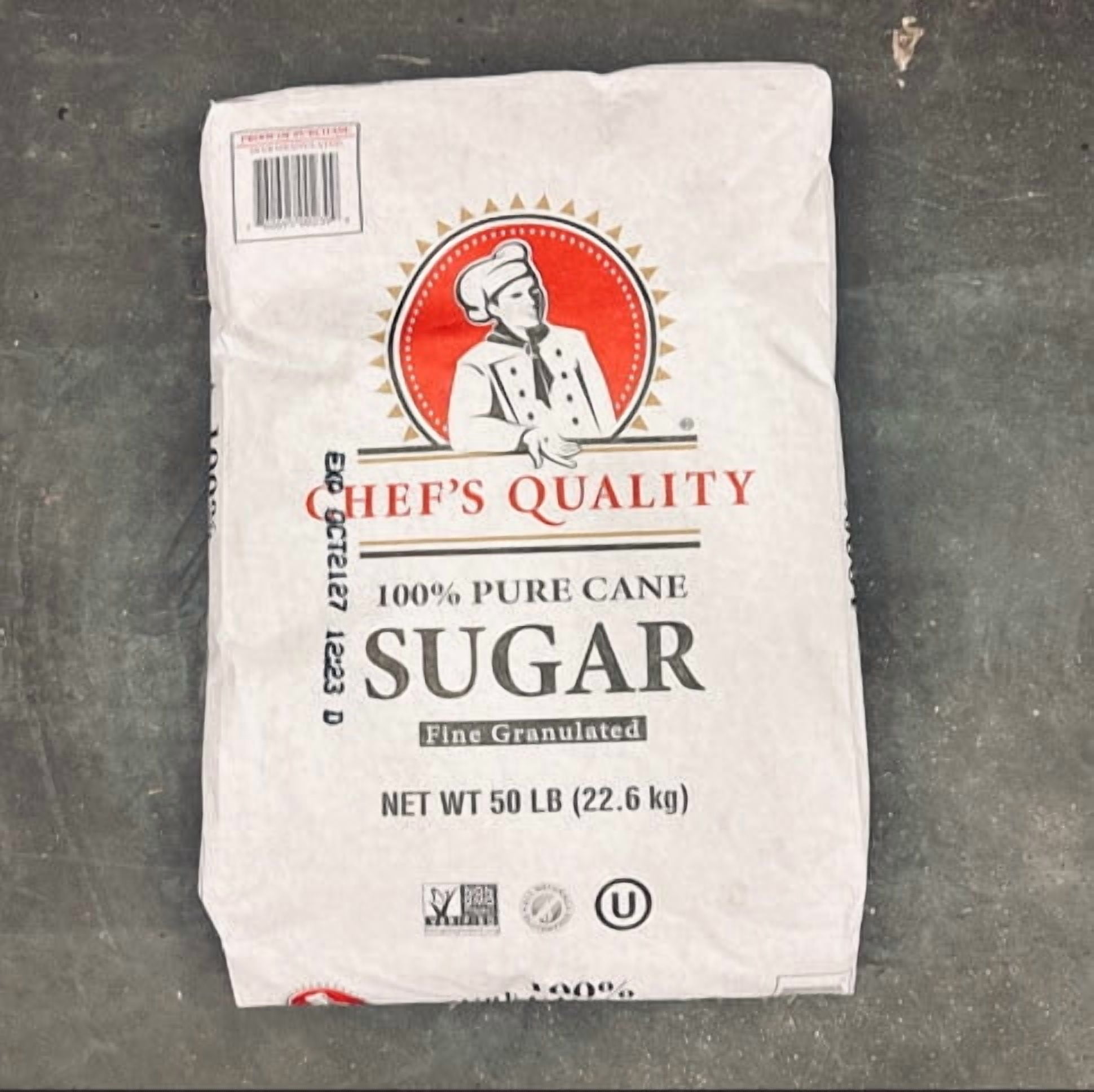 Chef's Quality Extra Fine Granulated Sugar Bag, 50 Lb