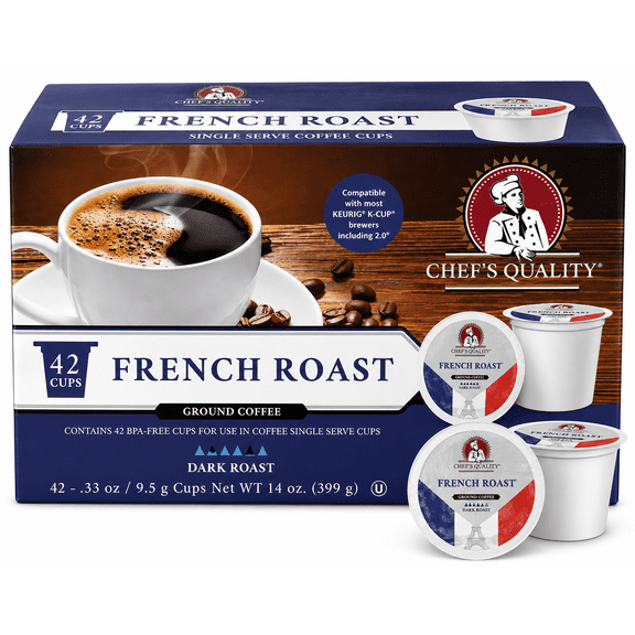 Chef's Quality French Roast Coffee Pods, Dark Roast, 42 Count, 0.33 oz