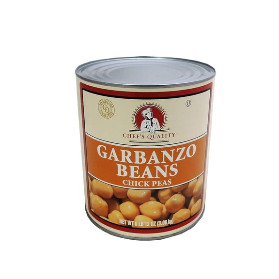 Chefs Quality Garbanzo Beans (Chickpeas), Premium Cooked Chick Peas in Water, 110 oz Can