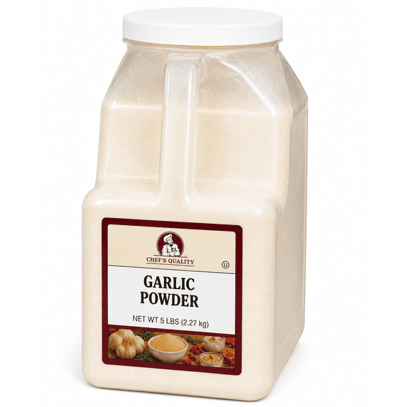 Chef's Quality Garlic Powder Seasoning, Premium Dehydrated Garlic, 5 lb Container