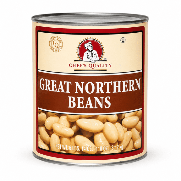 Chef's Quality Great Northern Beans, #10 Can, 108 oz, Ready-to-Use Canned Great Northern Beans
