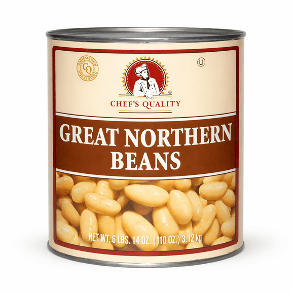 Chefs Quality Great Northern Beans, 110 oz Bulk Can, Ready to Use
