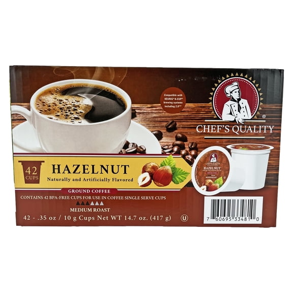 Chef's Quality Hazelnut 0.35 oz. Single Serve Coffee Pods | Medium Roast | Kosher | 42 Count