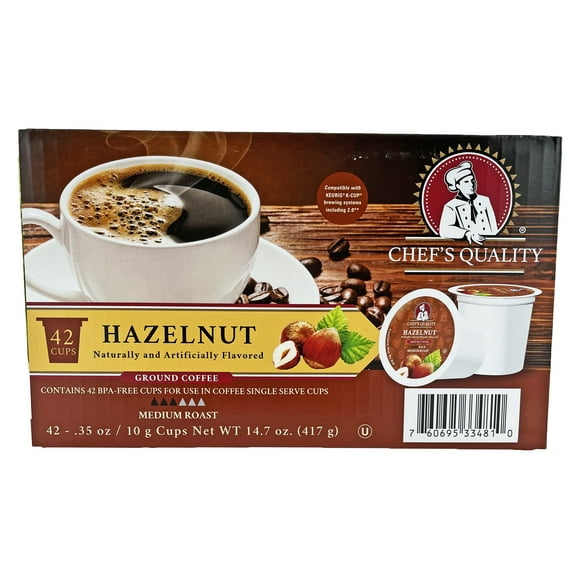 Chef's Quality Hazelnut 0.35 oz. Single Serve Coffee Pods | Medium Roast | Kosher | 42 Count