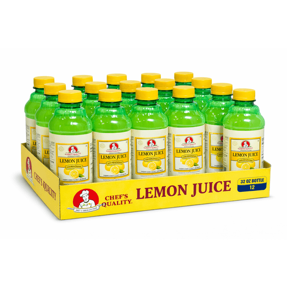 Chef's Quality Lemon Juice from Concentrate, 32 oz Bottles, 12 Pack