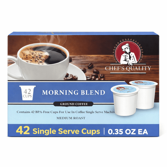 Chef's Quality Morning Blend Single Serve Coffee Pods Medium Roast 42 Count