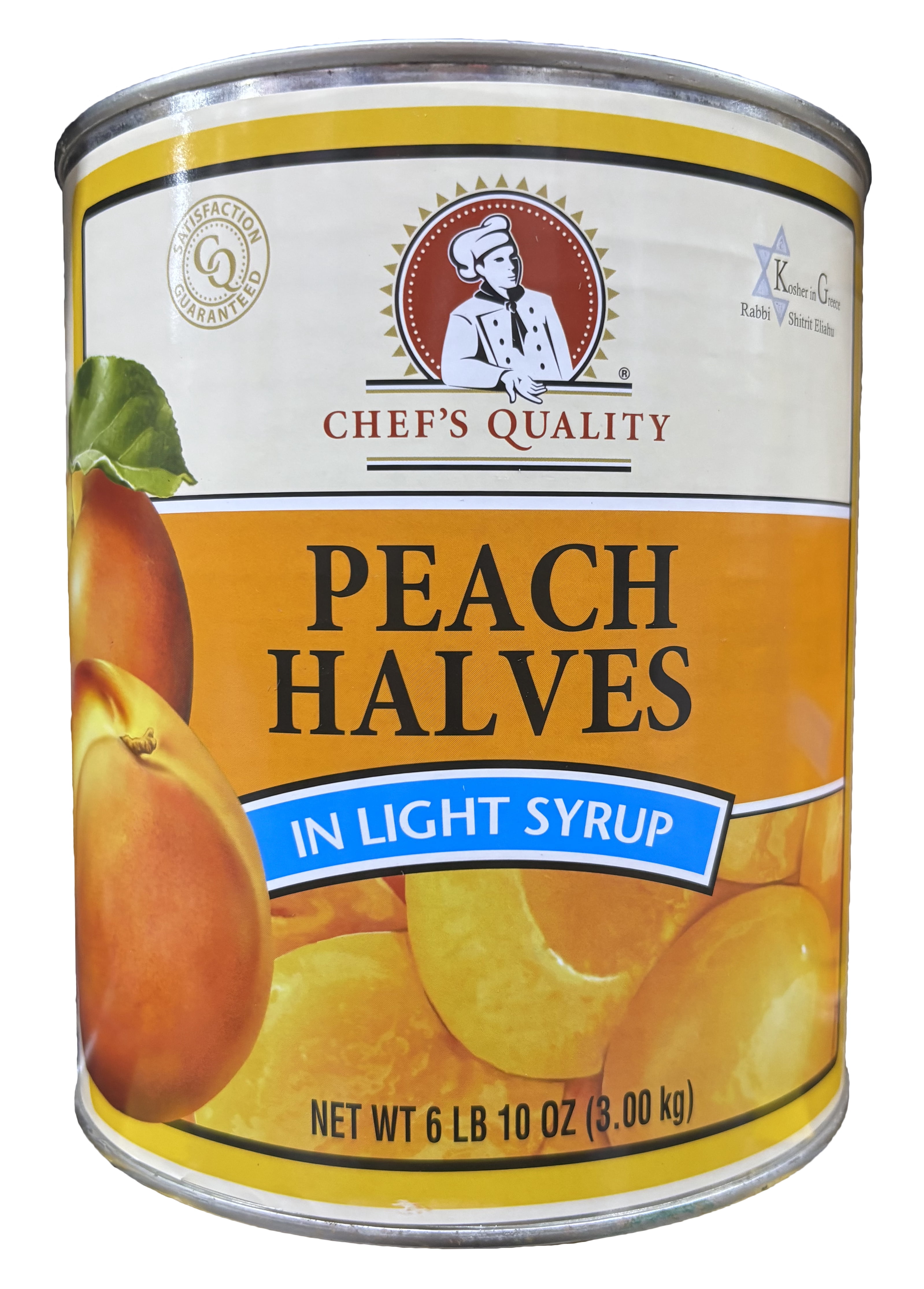 Chef's Quality Peach Halves In Light Syrup | Kosher | 6.63 lb