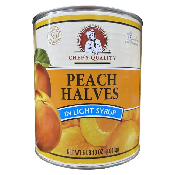 Chef's Quality Peach Halves In Light Syrup | Kosher | 6.63 lb