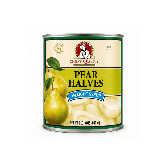 Chef's Quality Pear Halves in Light Syrup, #10 Can, 106 oz, Canned Fruit