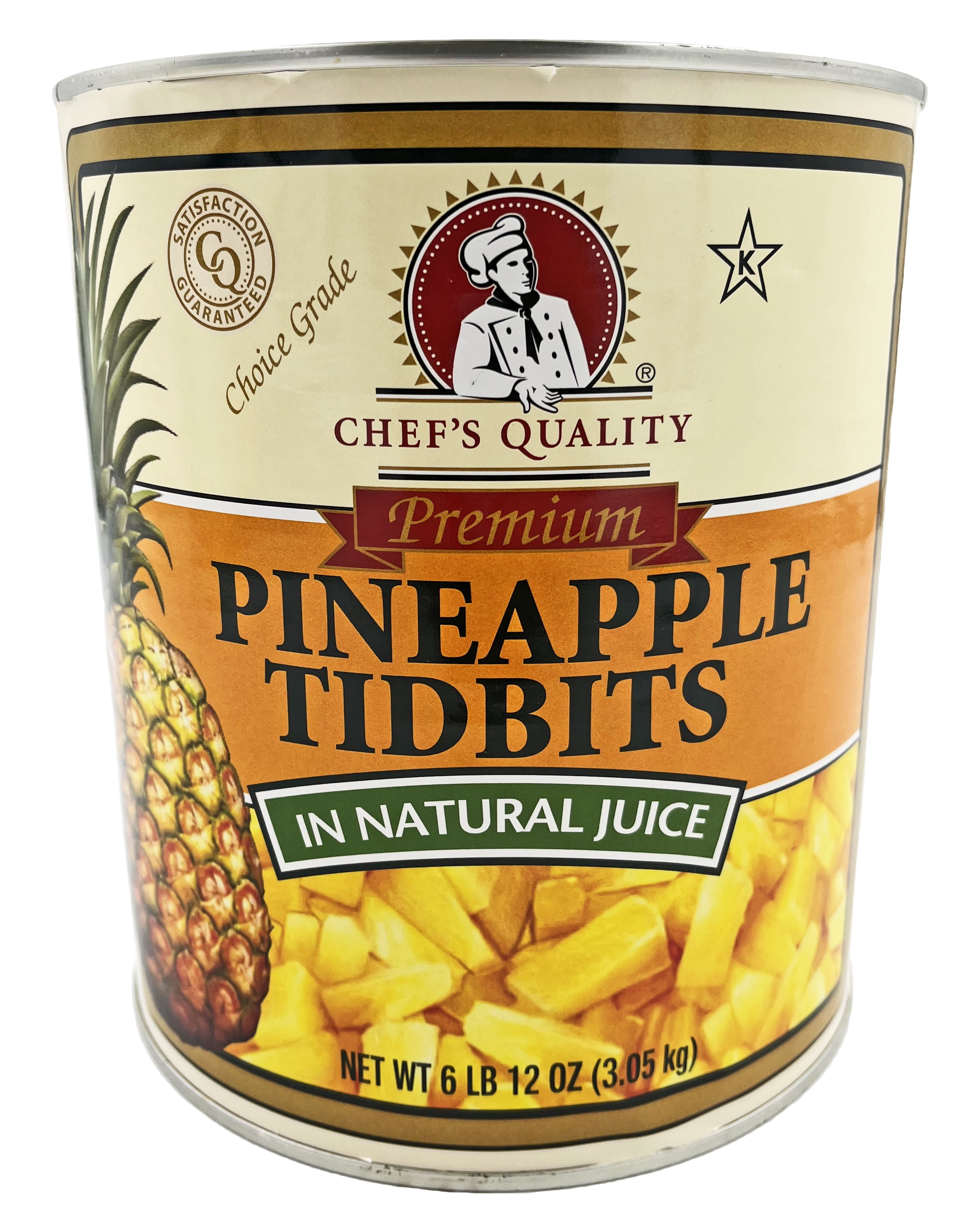 Chef's Quality Pineapple Tidbits In Natural Juice | Kosher | 6.75 lb