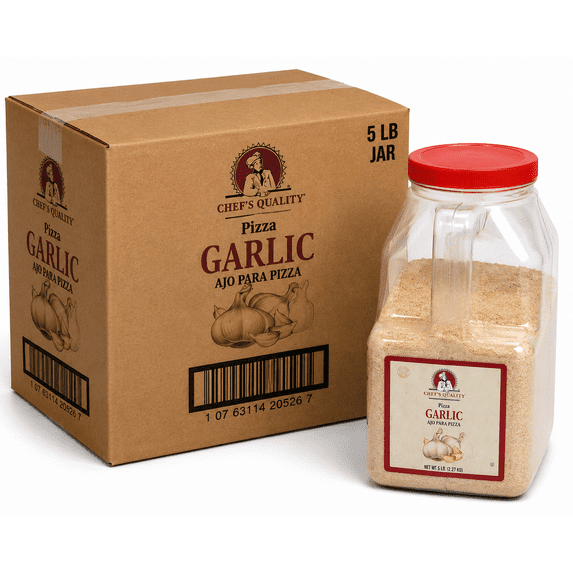 Chef's Quality Pizza Garlic Granulated Seasoning, 5 lb Jar, Savory Garlic Topping for Pizza, Pasta & Bread