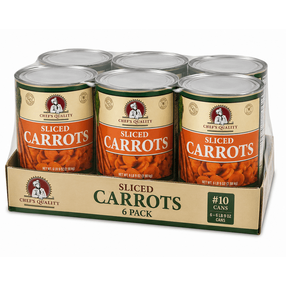 Chef's Quality Sliced Carrots, #10 Can, 6 Count Case, 105 oz Each, Ready-to-Use Canned Vegetables