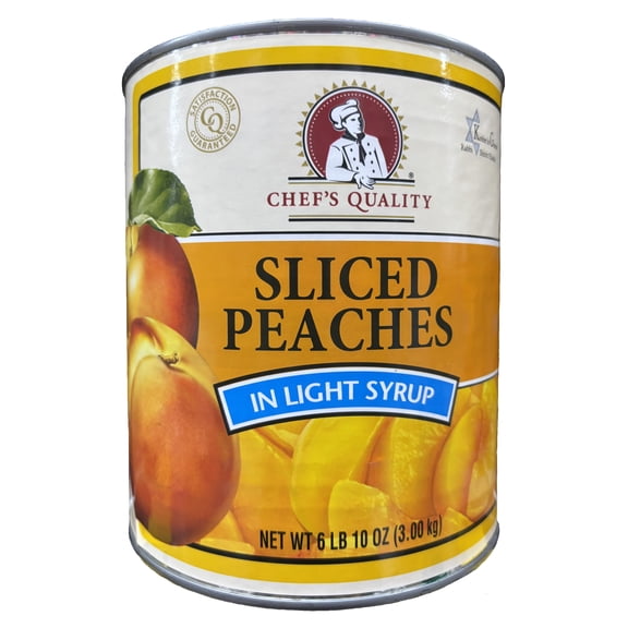 Chef's Quality Sliced Peaches In Light Syrup | Kosher | 6.63 lb