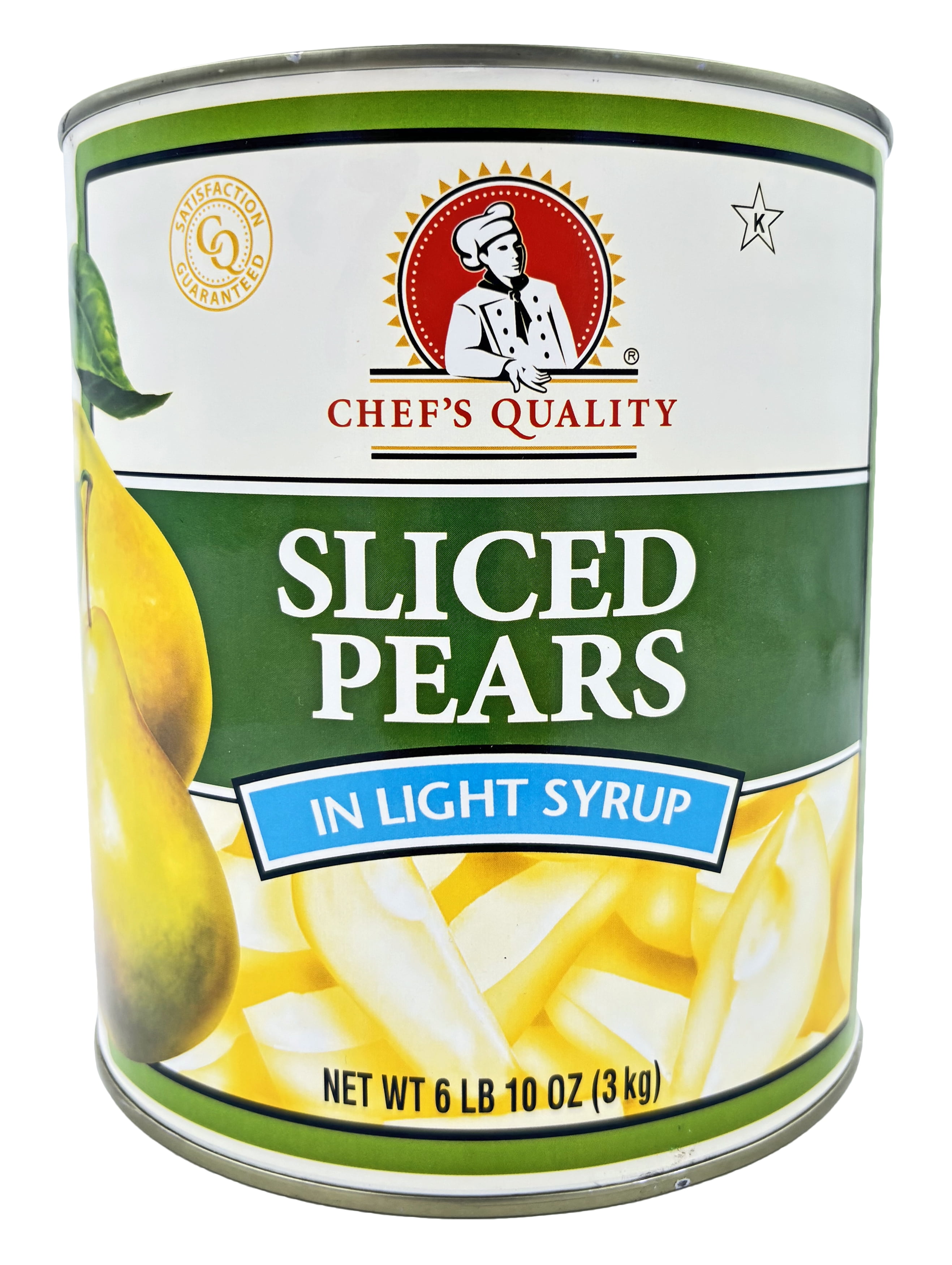 Chef's Quality Sliced Pears In Light Syrup | Kosher | 6.63 lbs