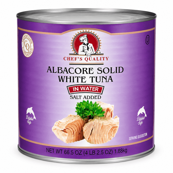 Chef's Quality Solid White Tuna in Water, 66.5 oz Can, Premium Canned Albacore Tuna