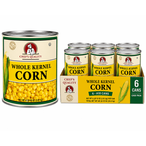 Chef's Quality Whole Kernel Corn, 6-Pack, 6 Lb 10 Oz Cans