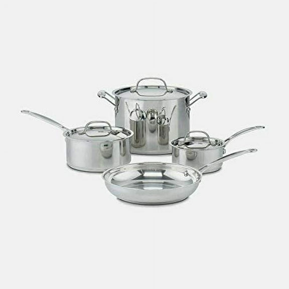 FJK Chef's Classic Stainless Steel Cookware Set 77-7P1 - Nonstick Mirror Finish - 7 Piece