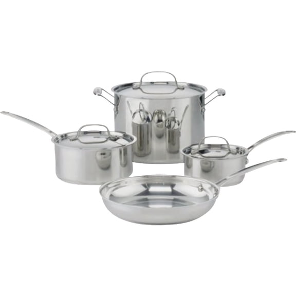 FJK Chef's Classic Stainless Steel Cookware Set 77-7P1 - Nonstick Mirror Finish - 7 Piece Residential Use, Standard Application