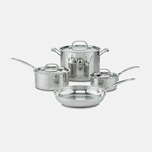 FJK Chef's Classic Stainless Steel Cookware Set 77-7P1 - Nonstick Mirror Finish - 7 Piece