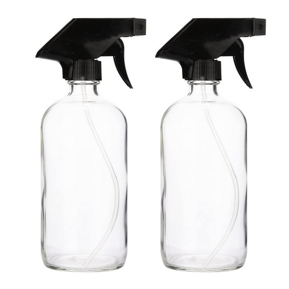 Chef's Star Glass Spray Bottles for Cleaning Solutions, Plants, and Hair, Empty Refillable Misting Spritzer with 2 Adjustable Spray Settings, 16 Oz, Pack of 2